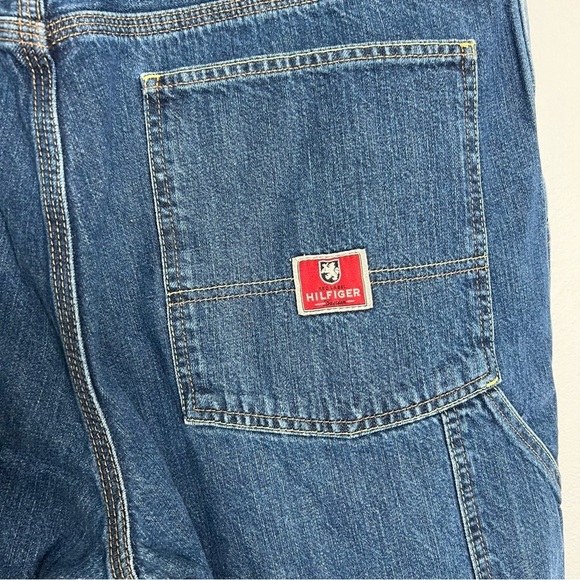 Vintage Tommy Hilfiger Denim Mens Denim Carpenter Jeans Blue Cotton Baggy Sz 38 - Picture 12 of 16